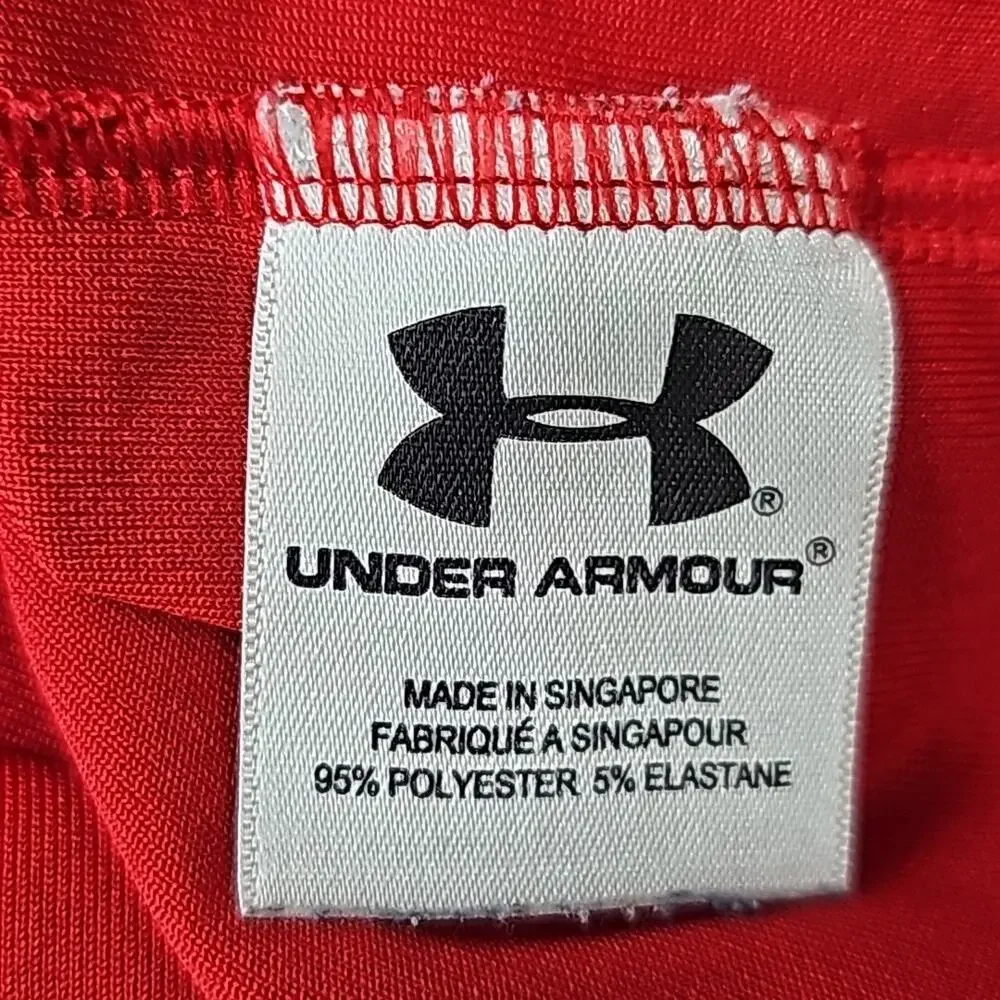 Under Armour Heatgear Mens Sz XL Red Short Sleeve Layering Workout Tee Shirt